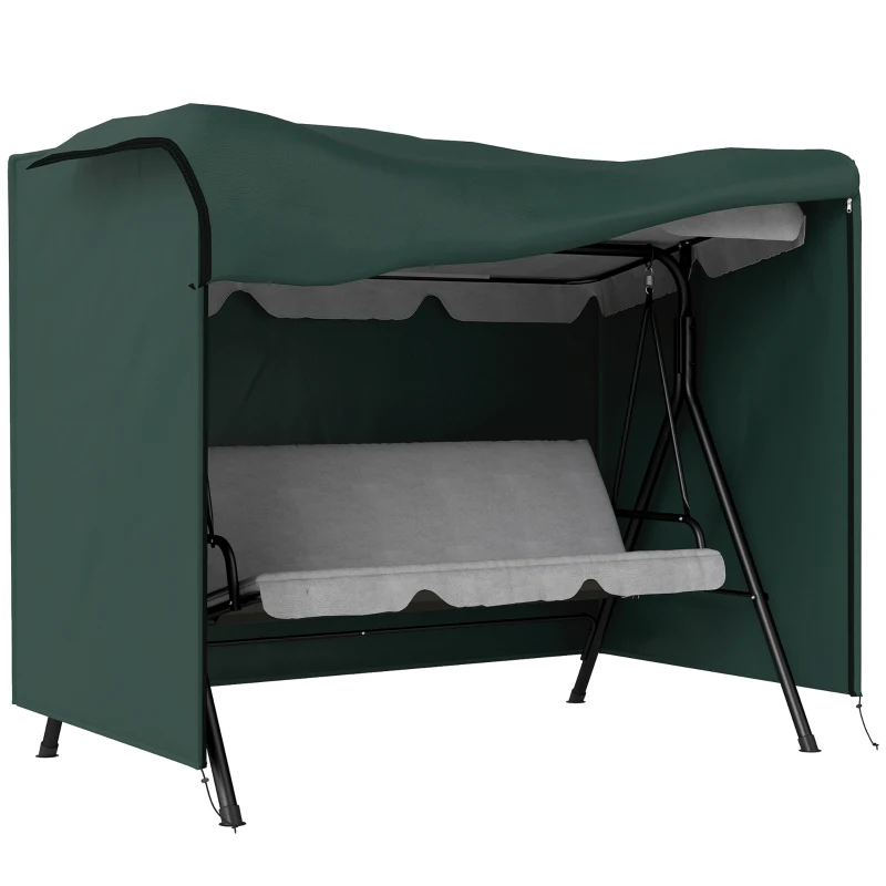 Outsunny 3-Seater Patio Swing Cover, Outdoor Garden Furniture Protection Hammock Glider Cover, 81" x 49" x 65", Dark Green