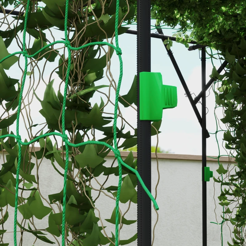 Outsunny Garden Arch Cucumber Trellis for Climbing Plants, 7.3 FT Tall Metal Plant Trellis Support with Climbing Net, Black