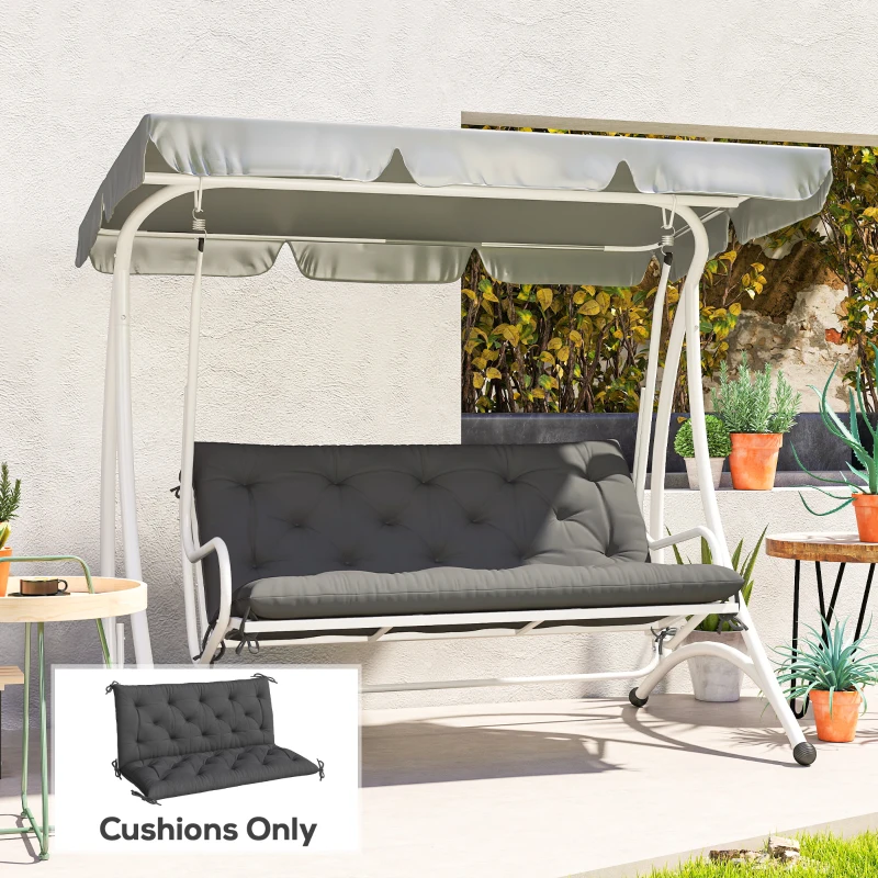 Outsunny 2 Seater Garden Bench Cushion, Soft Thick Outdoor Non-Slip 2 Seater Soft Pad With Backrest for Garden Patio, 47" x 43" x 5", Black