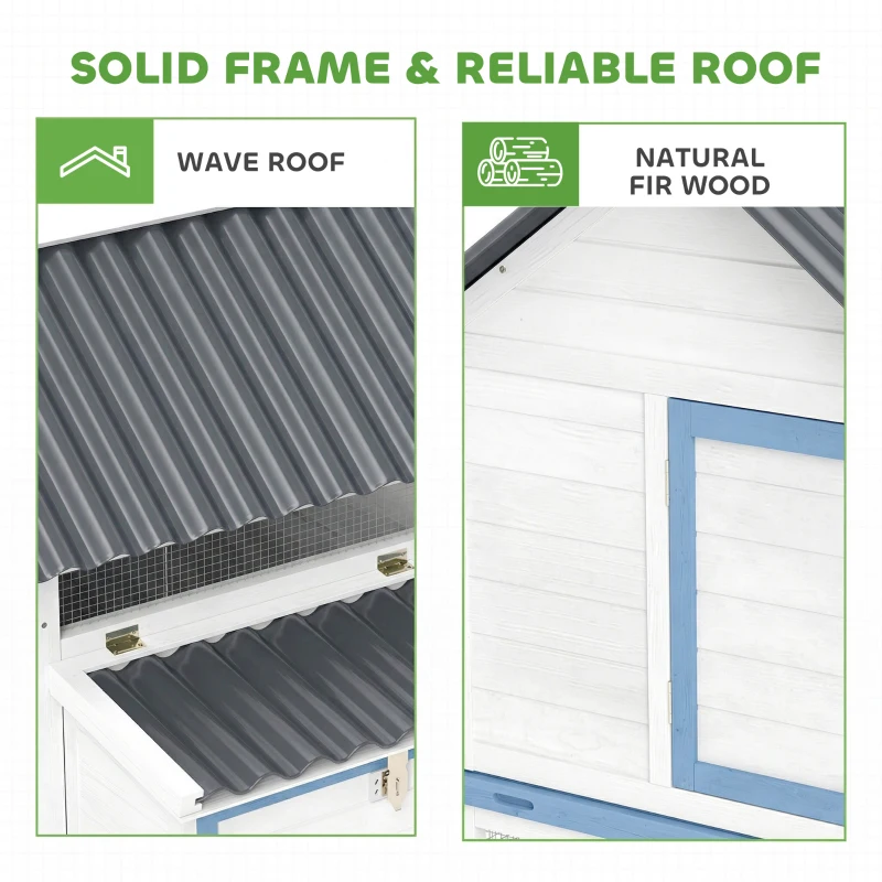 PawHut 55.5" Wooden Chicken Coop with Run Box, Nesting Box, Removable Tray, Ramp, Outdoor Backyard for 2-3 Chickens, White