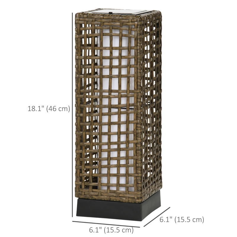 Outsunny Wicker Solar Outdoor Lamp, Decorative Floor Lamp with Auto On/Off LED Lights, IP44 for Patio, Porch, Pathway, Sand
