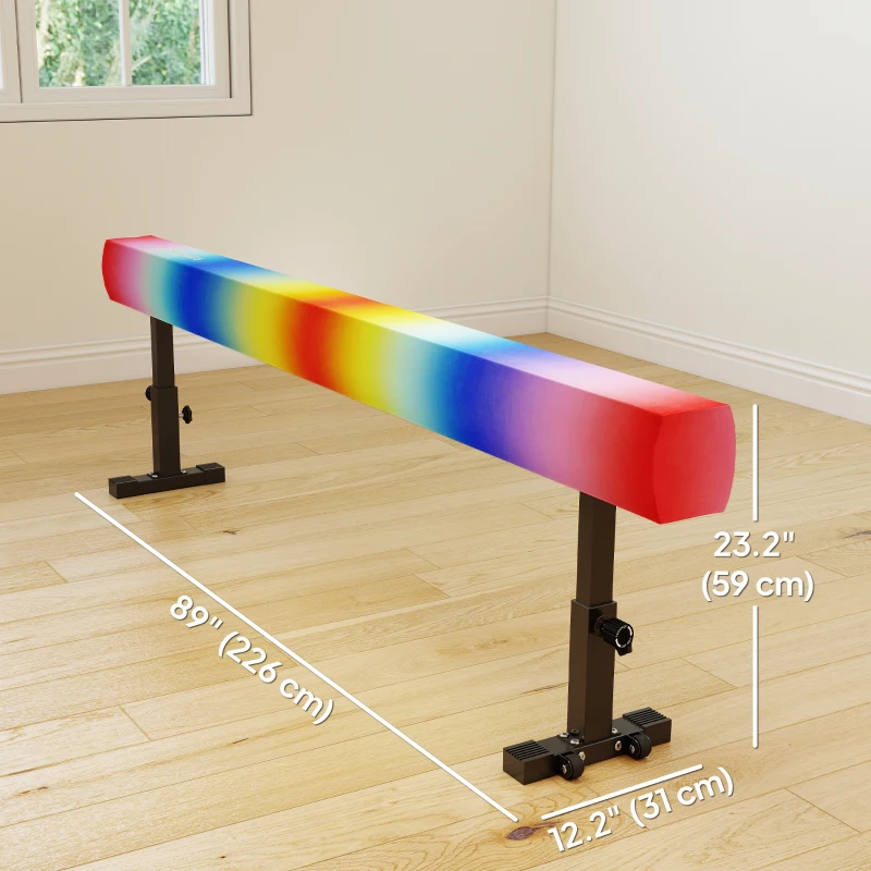 Soozier 7.5ft Adjustable Balance Beam, Gymnastics Beam with Wheels, Gymnastics Equipment for 6+ Years Old Training