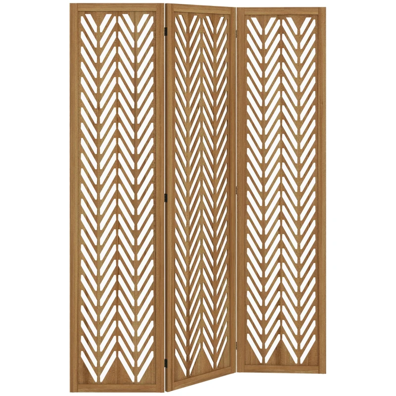 HOMCOM 3 Panel Room Divider, 5.6ft Tall Wood Folding Privacy Screens, Freestanding Partition Wall Dividers, Light Brown