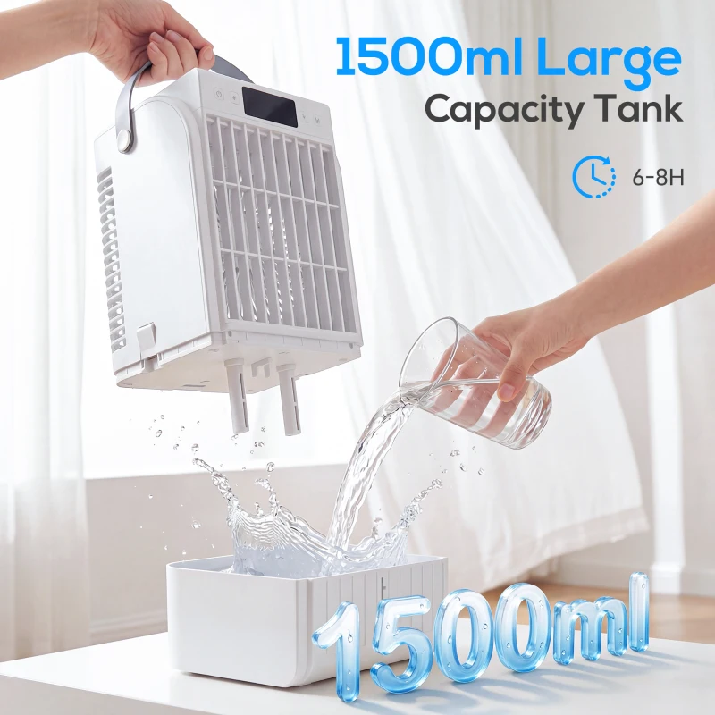 HOMCOM Portable Air Conditioner, 4-in-1 Mini Air Cooler with 4 Wind Speed, 2 Mist Mode, RGB 7 LED Light