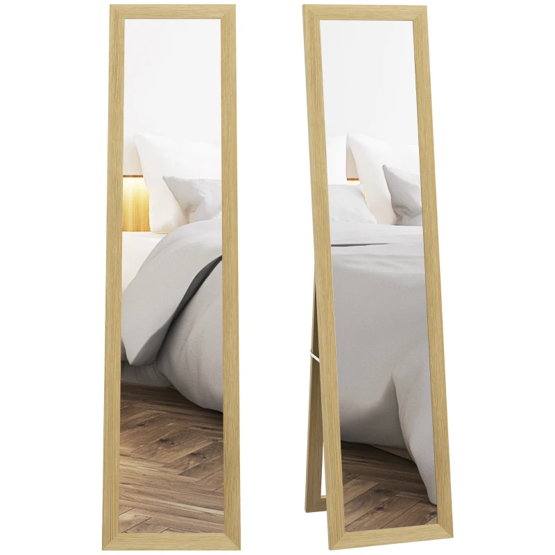 HOMCOM 15" x 62" Full Length Mirror for Bedroom, Free Standing Dressing Mirror, Wall Mirror for Living Room, Oak