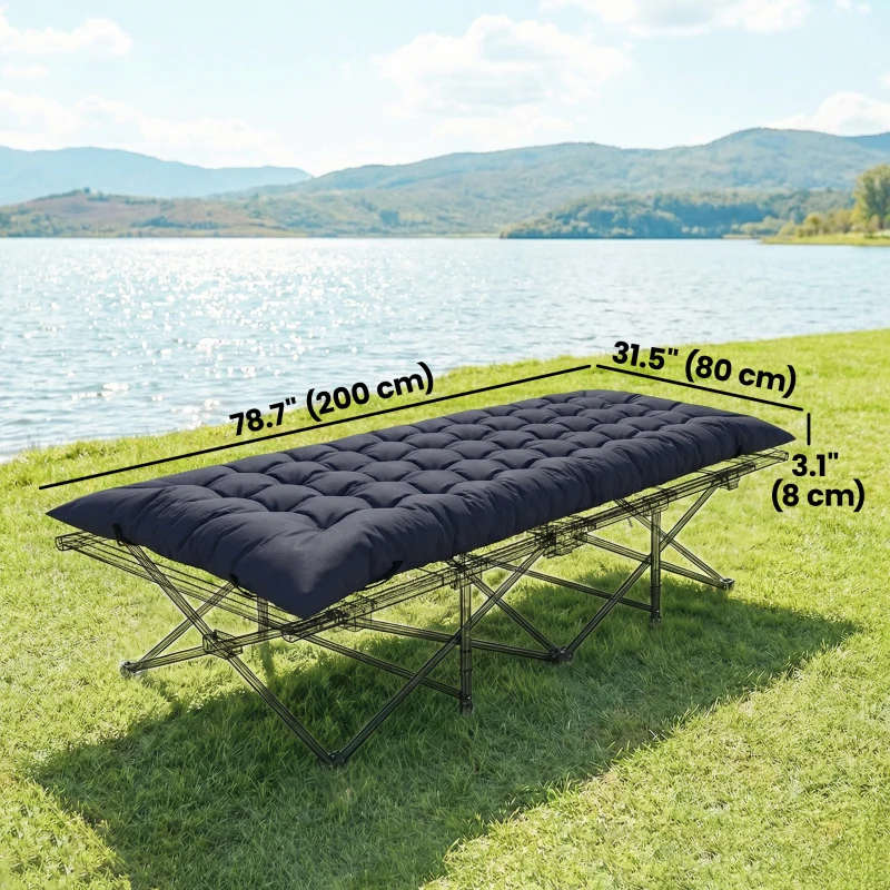 Outsunny Sleeping Mat, Camping Mat Pad with Elastic Straps, Dark Grey