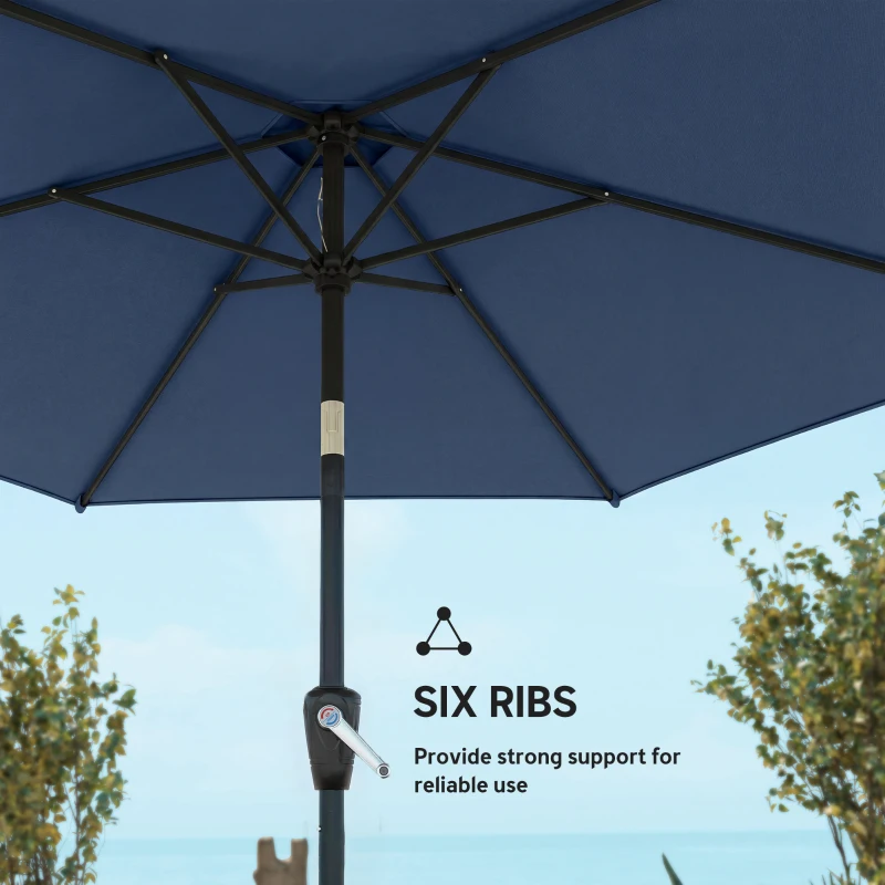 Outsunny 9FT Patio Umbrella, Outdoor Table Patio Umbrellith Tilt, Crank, 6 Ribs, UV Protection for Garden, Lawn, Deck, Backyard