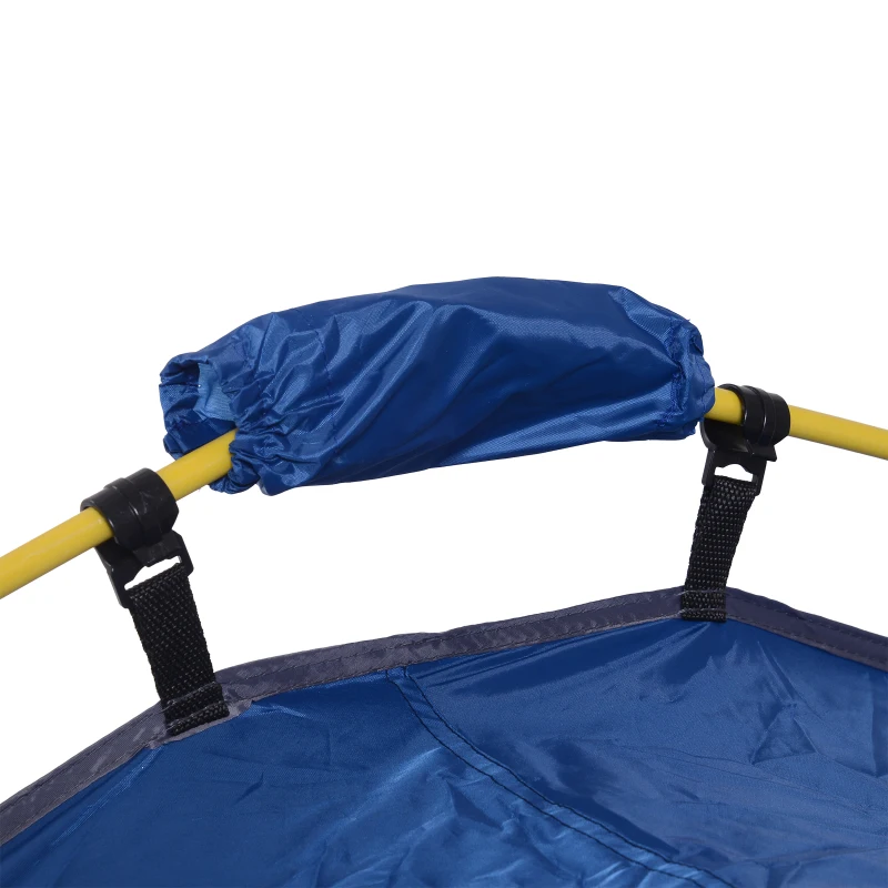 Outsunny 4 Person Pop Up Camping Tent Quick Setup Automatic Hydraulic Family Travel Tent w/ Windows Doors Carry Bag, Blue