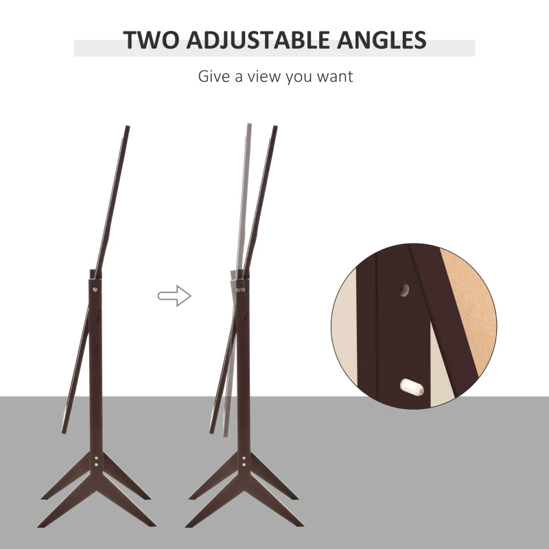 HOMCOM Full Length Mirror, Free Standing Full Body Mirror with Rectangular Frame, Adjustable Angle for Dressing Room, Bedroom, Living Room, Dark Brown