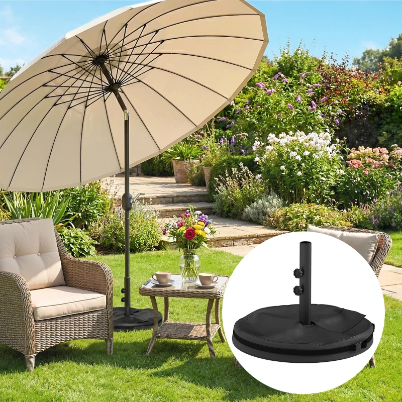 Outsunny Patio Umbrella Base Portable Outdoor Umbrella Stand for Poles 1.4"/1.5"/1.9" Black