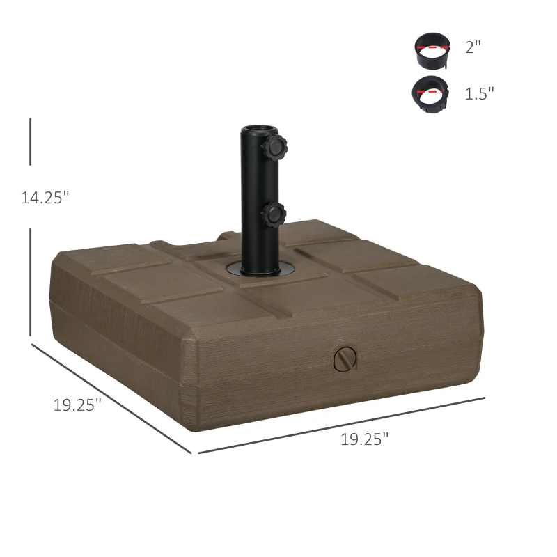 Outsunny Umbrella Stand for 1.5", or 1.9" Umbrella Poles, Fillable Umbrella Base, Brown