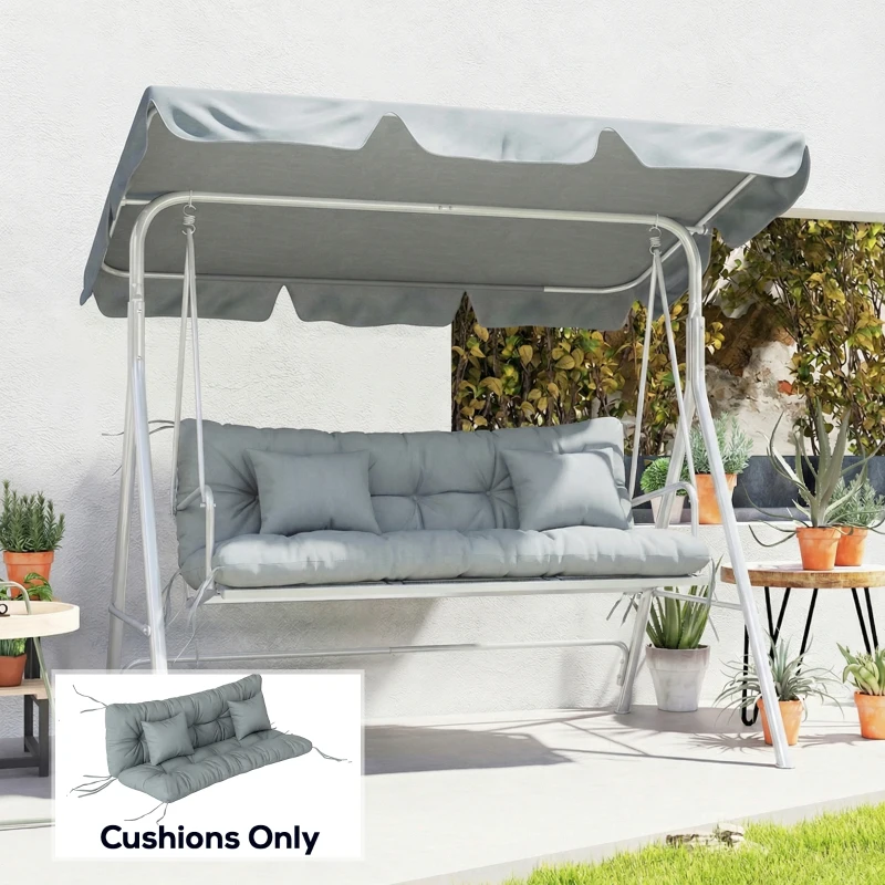 Outsunny 4-Piece Back and Seat Cushion Pillows Replacement and Pillows, Patio Chair Cushions Set with Ties, Light Grey