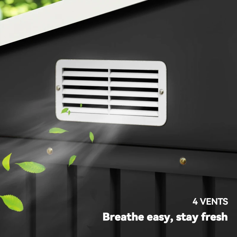 Outsunny 10' x 8' Metal Shed, Heavy Duty Outdoor Storage Shed with 4 Vents and Lockable Double Doors, Dark Grey