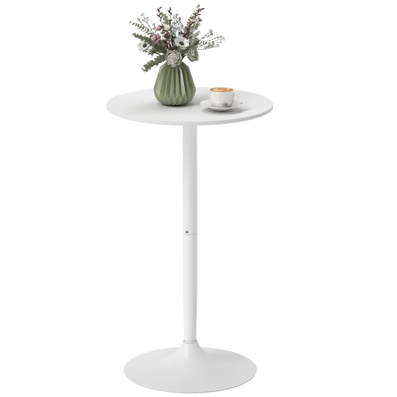 HOMCOM High Top Bar Table, Modern Round Dining Table with Painted Top and Steel Base, Bistro Table for 2 People, White