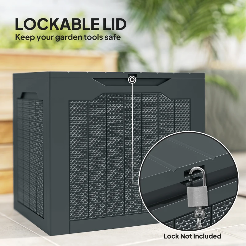 Outsunny 28 Gallon Deck Box, Resin Outdoor Storage Box with Handles, Waterproof and UV Resistant Storage Container