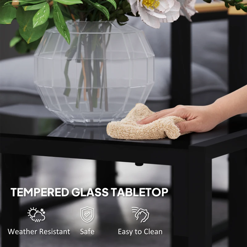 Outsunny 4 Piece Patio Furniture Set, Outdoor Loveseat Sofa Set with Thick Cushions and Coffee Table, Light Grey