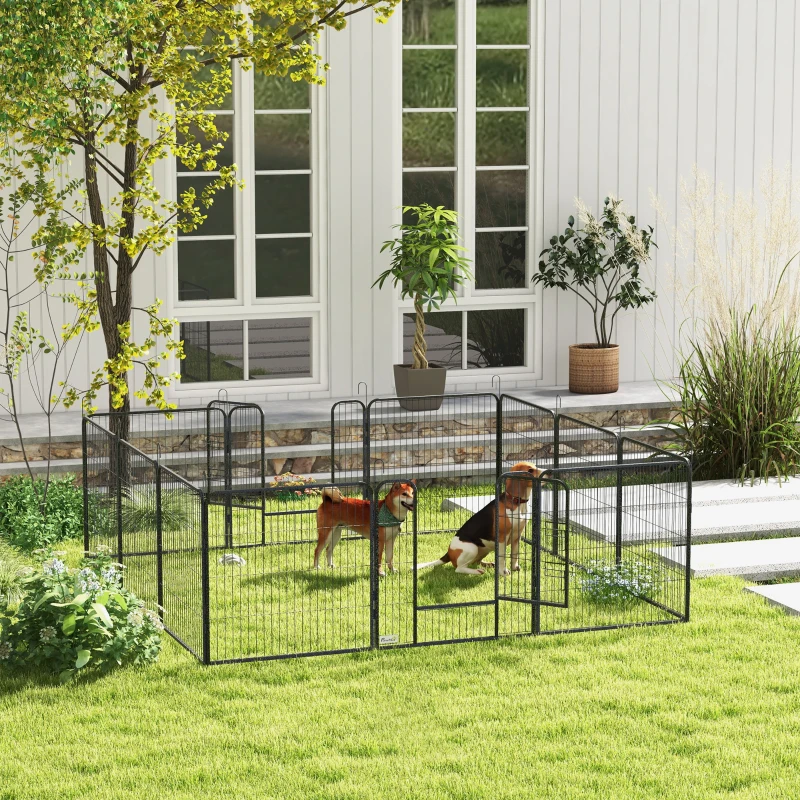 PawHut Dog Pen with Gate, 12 Panels Puppy Playpen, Dog Fence, 31.5"H