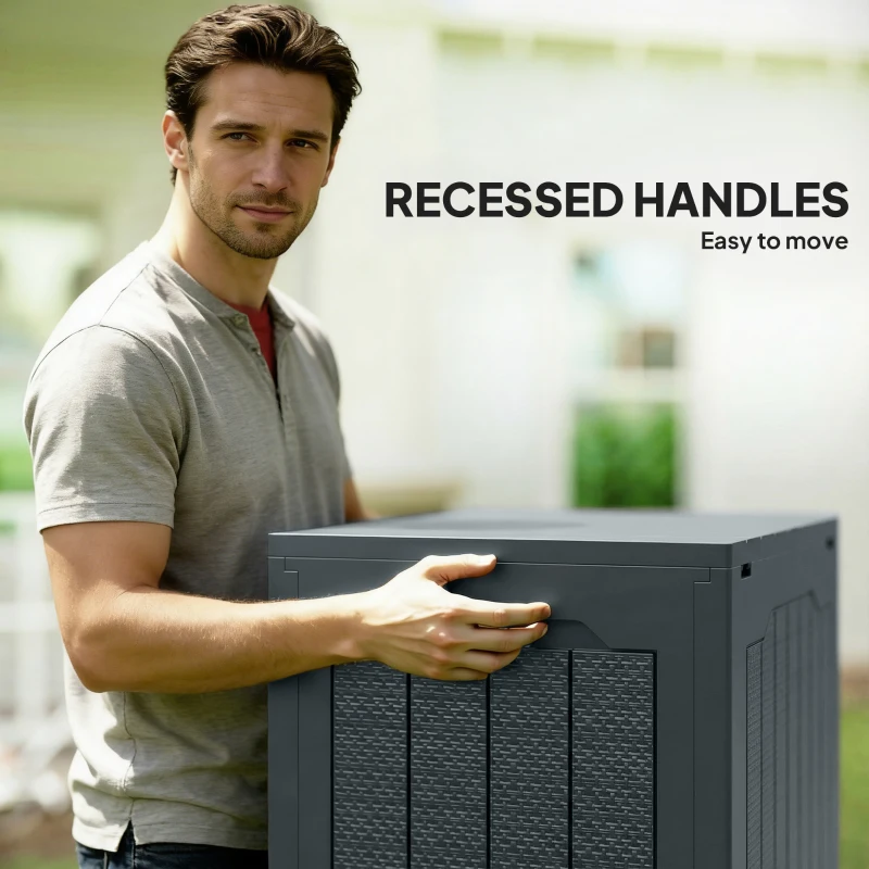 Outsunny 28 Gallon Deck Box, Resin Outdoor Storage Box with Handles, Waterproof and UV Resistant Storage Container