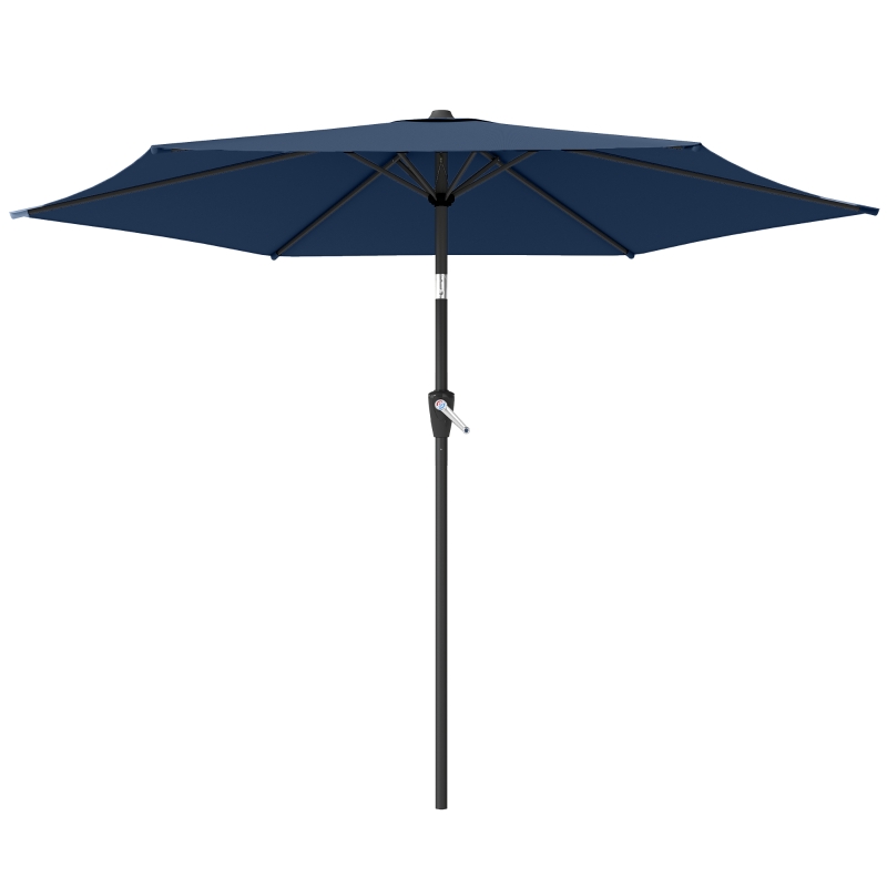 Outsunny 9FT Patio Umbrella, Outdoor Table Patio Umbrellith Tilt, Crank, 6 Ribs, UV Protection for Garden, Lawn, Deck, Backyard