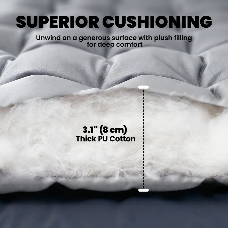 Outsunny Sleeping Mat, Camping Mat Pad with Elastic Straps, Light Grey