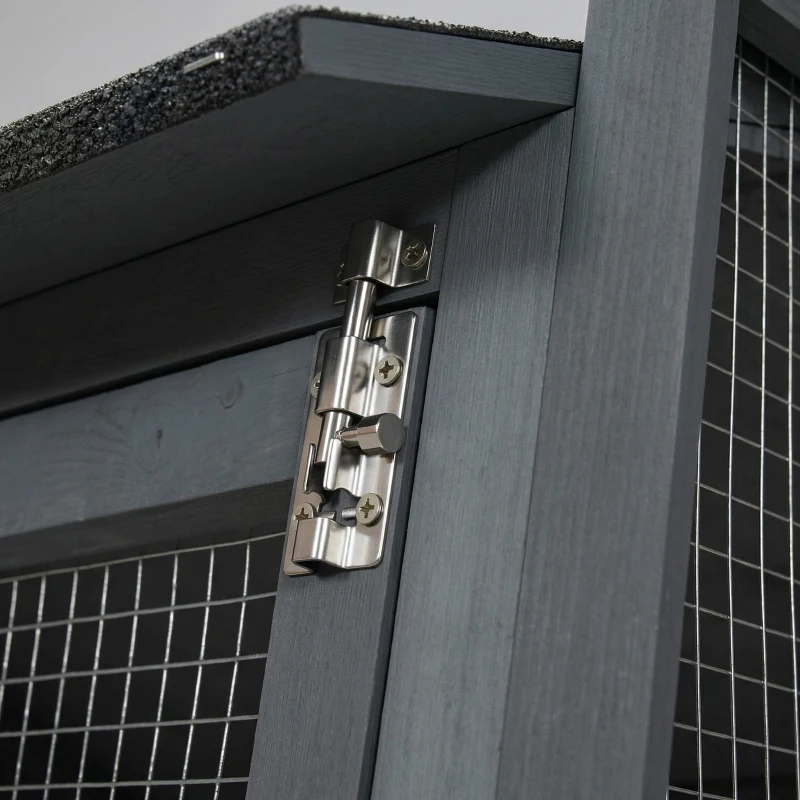 PawHut 84" Wooden Chicken Coop, Hen House Outdoor with Run Nesting Box, Asphalt Roof, Removable Tray, Ramp, Poultry Cage for 2-3 Chickens, Gray(m-13)