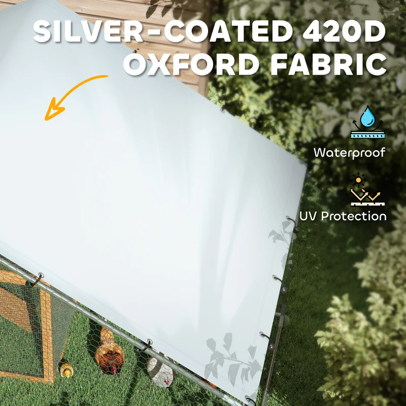 PawHut Metal Chicken Coop, 9.8 x 11.2 FT Walk-in Chicken Run with Cover, Lockable Door, Outdoor Poultry Cage for 10-15 Chickens