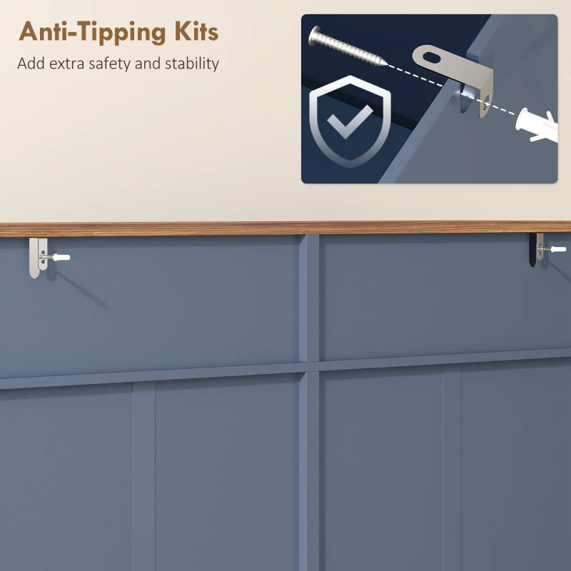 HOMCOM Shoe Storage Cabinet with 4 Flip Drawers, Farmhouse Narrow Shoe Cabinet, Holds Up to 24 Pairs, Blue