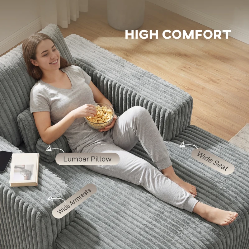 HOMCOM Sofa Bed, Sleeper Chair Bed with Pillow, Single, Grey