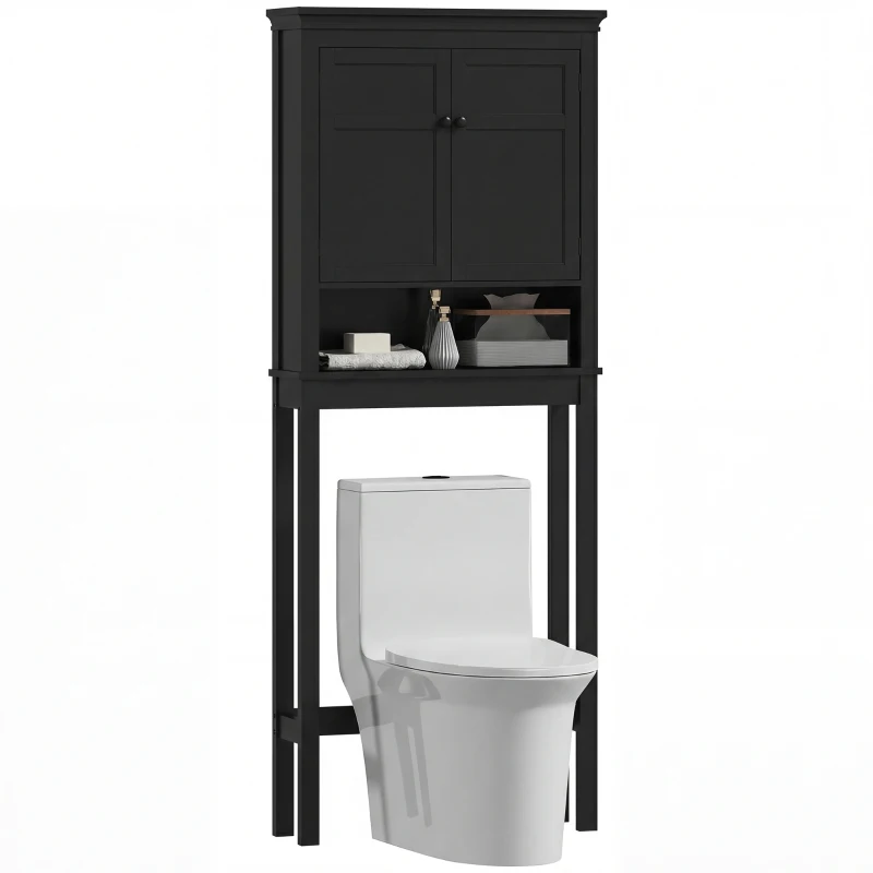 HOMCOM 3-Tier Over Toilet Storage Unit Washing Machine Cabinet Dryer Cabinet with Adjustable Shelf for Bathroom, Laundry