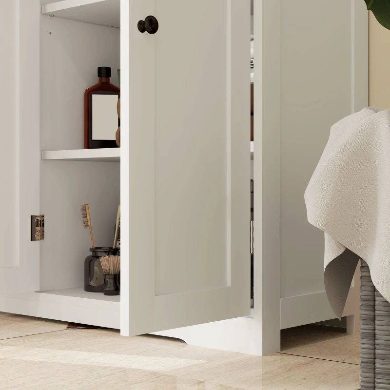 HOMCOM Freestanding Bathroom Floor Cabinet, Modern Bathroom Cabinet with Adjustable Shelf, 4 Drawers and 2 Doors, White