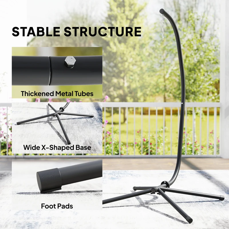 Outsunny Hanging Egg Chair Stand Only, Heavy Duty Hammock Chair Stand, 330lbs Weight, Black