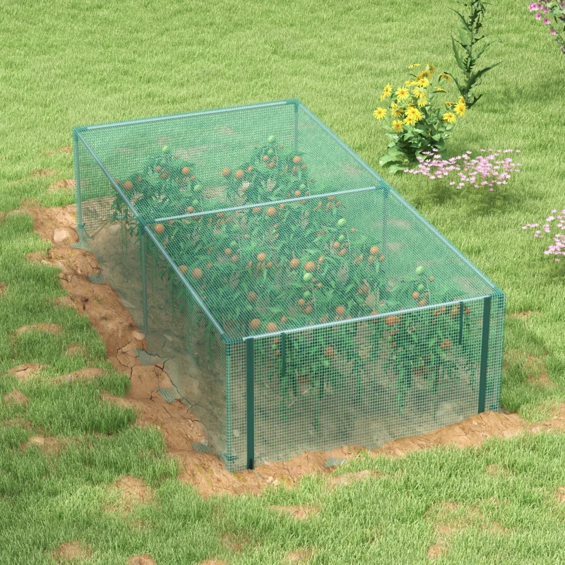 Outsunny 8' x 4' Plant Protection Cage with Zipper Roll-Up Door, Plant Protector from Animals with Galvanised Steel Frame