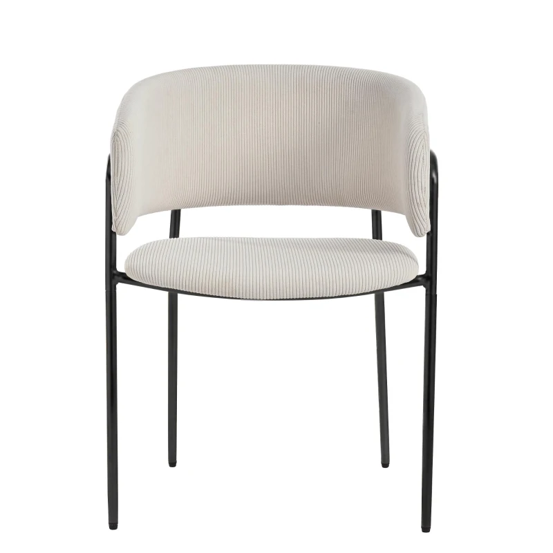 6-Piece Corduroy Side Chair Set with Ergonomic Curved Back, Modern Lounge Chair Set for Living Room, 30.5" L x 21.5" W x 19.5" H, Beige