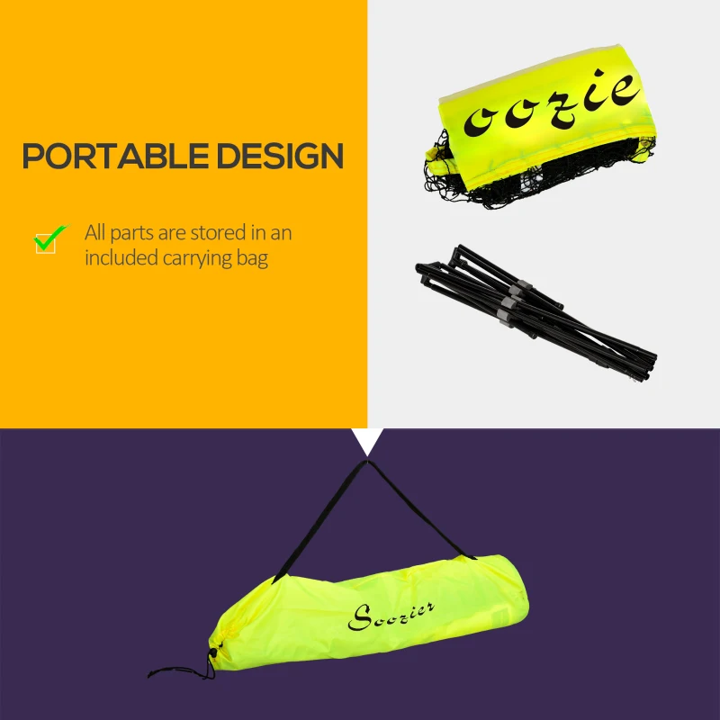 Soozier 10ft Badminton Net, Height Adjustable Outdoor Sports Net with Carry Bag, for Tennis, Pickleball and Volleyball, Yellow