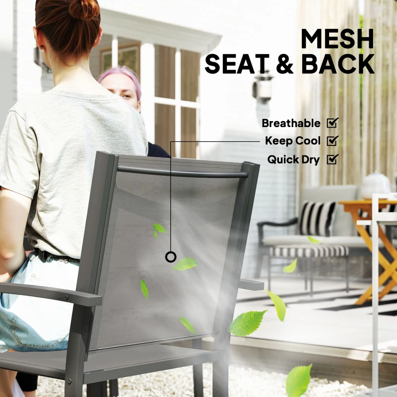 Outsunny 5 Piece Outdoor Dining Set with Round Table and 4 Stackable Chairs, for Backyard, Lawn, Deck, Balcony, Pool Side