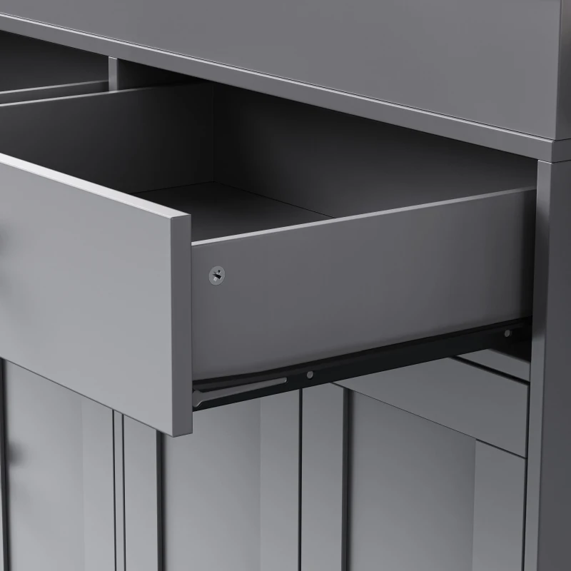 Space-Saving Kitchen Cart with 27" Extendable Dining Table, Rolling Kitchen Island with Ample Storage, 74.5'' L x 19.5'' W x 36'' H, Grey