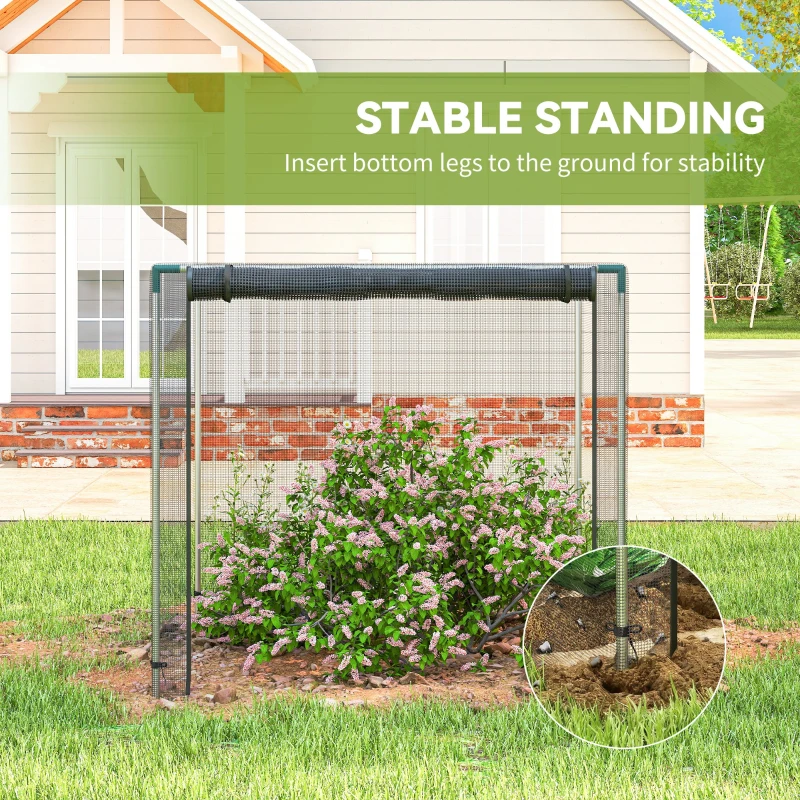 Outsunny Galvanized Steel Crop Cage, Plant Protection Tent with Zippered Door, 4' x 4', Black