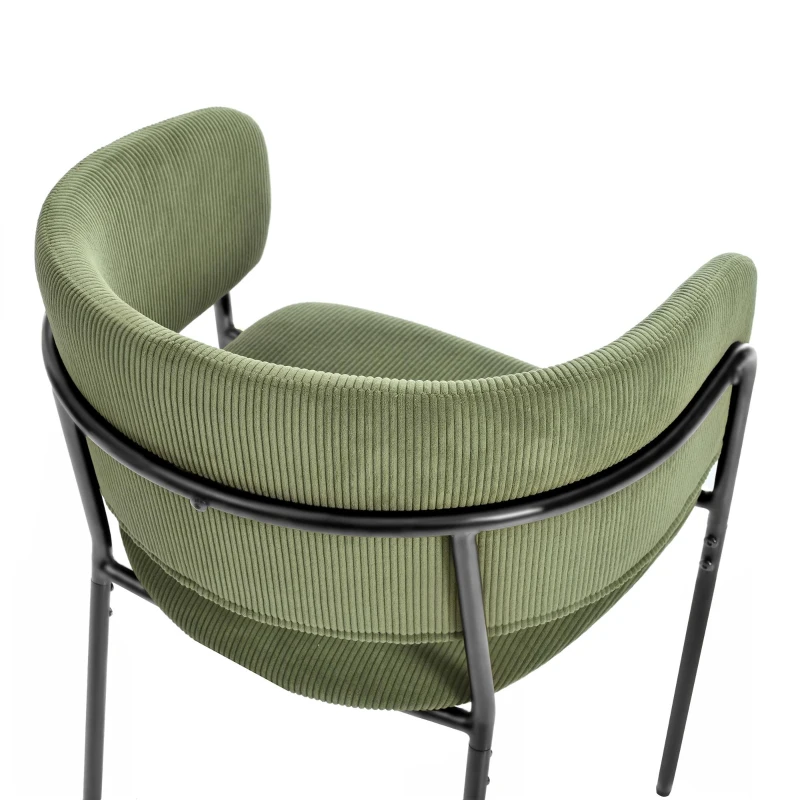 6-Piece Corduroy Side Chair Set with Ergonomic Curved Back, Sleek Lounge Chair Set for Living Room, 30.5" L x 21.5" W x 19.5" H, Green