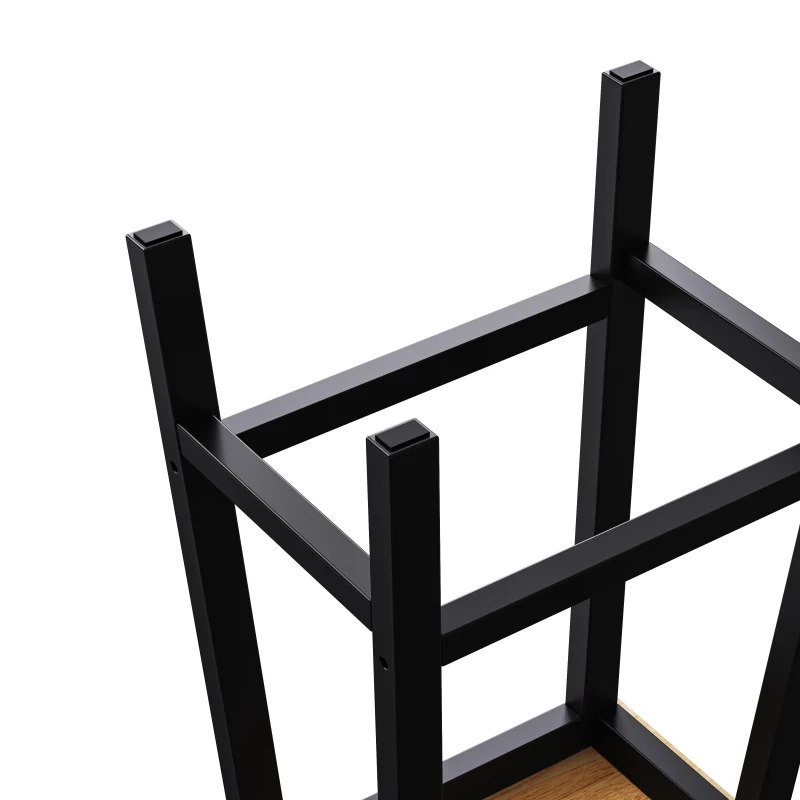 Set of 2 Wood Bar Stools with Anti-Scratch Pads & Wraparound Cross Brace, Bar Chairs with Footrests, 15.5'' L x 11'' W x 25.5'' H, Black