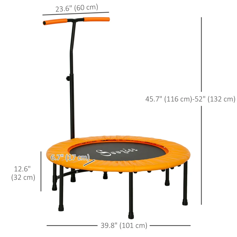 Soozier 39" Mini Exercise Trampoline w/ Adjustable T-Bar Indoor Fitness Rebounder Orange
