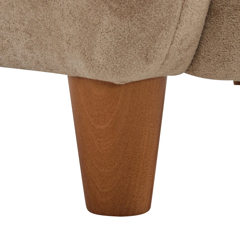 Luxe Wingback Armchair with Pocket-Spring Cushion, Elegant Lounge Chair for Living Room, 31" L x 32" W x 33" H, Light Camel+Light Teak