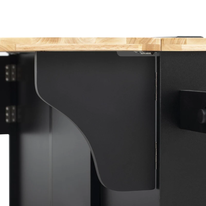 Rolling Kitchen Island with Drop-Leaf Rubberwood Top, Versatile Storage Cart for Contemporary Homes, 59.5'' L x 29.5'' W x 35.5'' H, Black