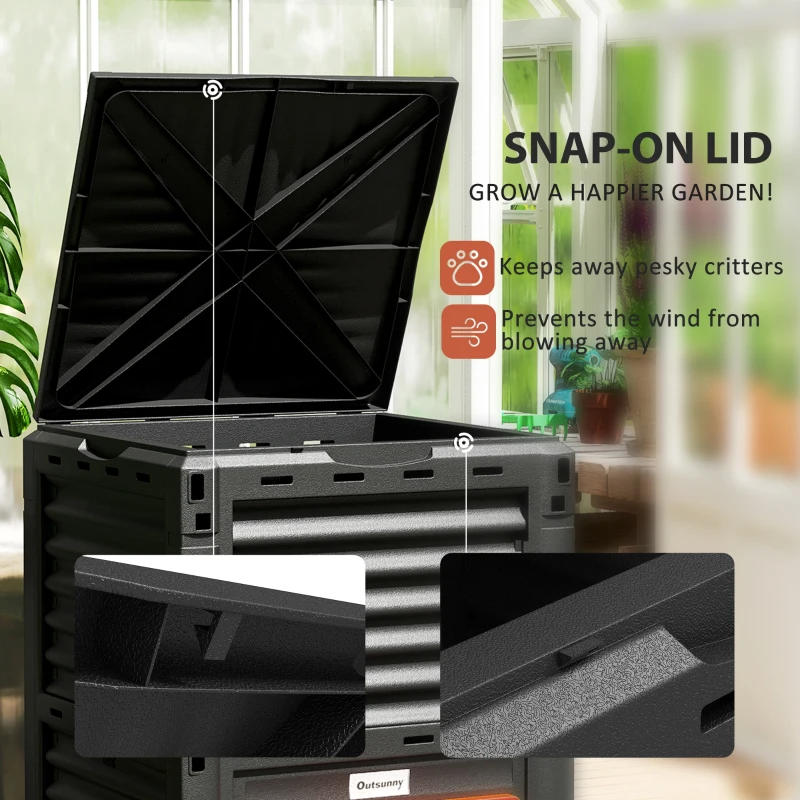 Outsunny Garden Compost Bin 80 Gallon Outdoor Large Capacity Composter Fast Create Fertile Soil Aerating Box, Orange