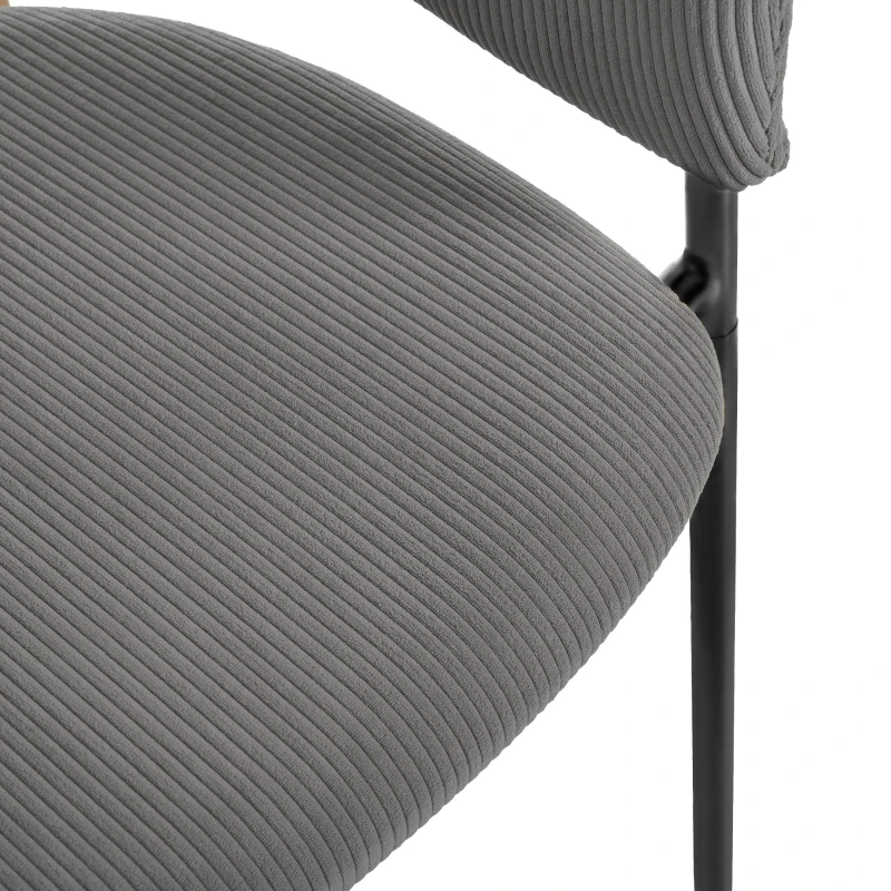 Modern Corduroy Side Chair with Ergonomic Curved Back, Minimalist Lounge Chair for Living Room, 30.5" L x 21.5" W x 19.5" H, Grey