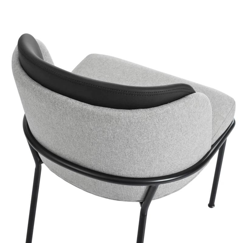 Set of 4 Stylish Dining Chairs with Ergonomic Contoured Back, Upholstered Chairs for Living Areas, 21.5'' L x 21.5'' W x 33.5'' H, Black+Gray