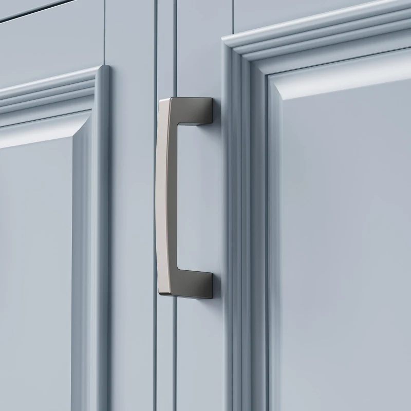 Rolling Kitchen Island with 4 Doors and Adjustable Shelves, Versatile Cart for Kitchen or Dining Room, 54'' L x 29.5'' W x 36'' H, Grey+Blue