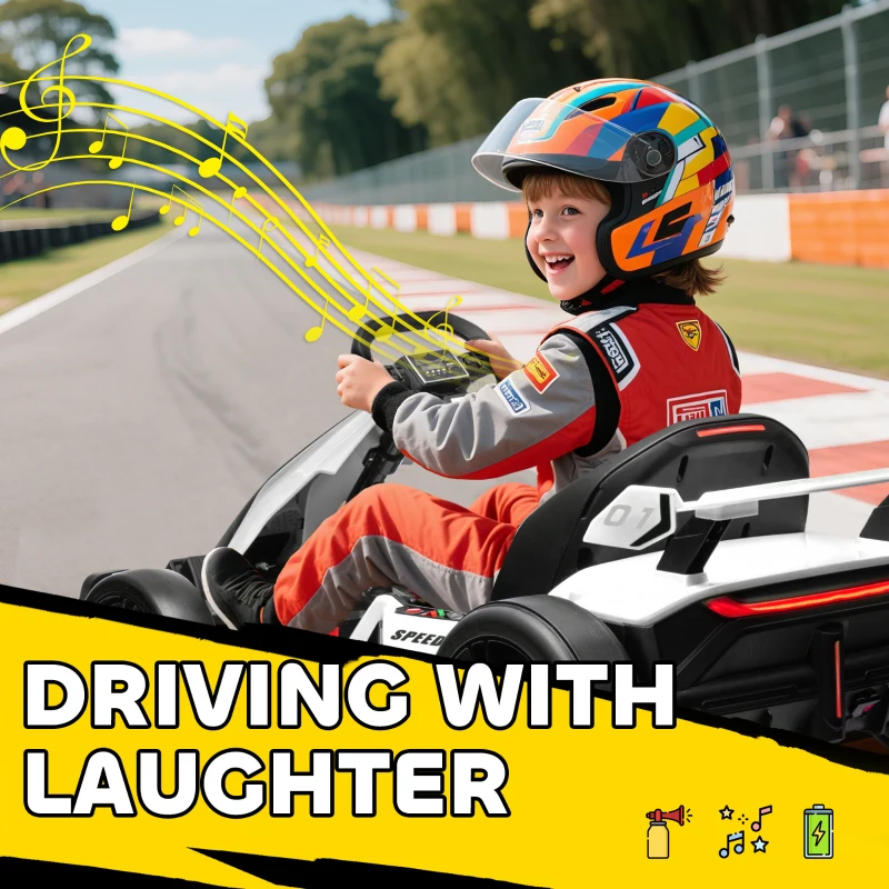 Aosom 24V 7.5 MPH Electric Go Kart with Adjustable Seat, Slow Start, White