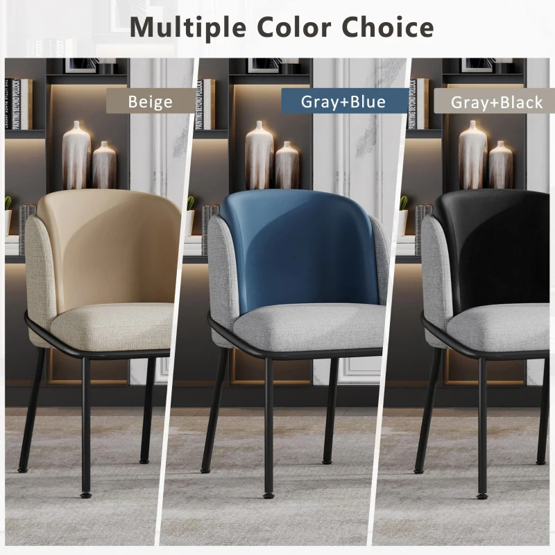 Set of 6 Minimalist Dining Chairs with Ergonomic Contoured Back, Comfortable Chairs for Living Spaces, 21.5'' L x 21.5'' W x 33.5'' H, Blue+Grey