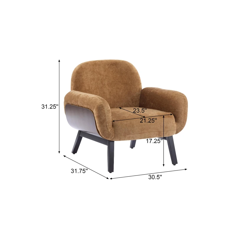 Modern-Scandinavian Accent Chair with Ergonomic Wrap-Around Backrest, Sturdy Armchair for Living Room, 31.5" L x 30.5" W x 31" H, Tan