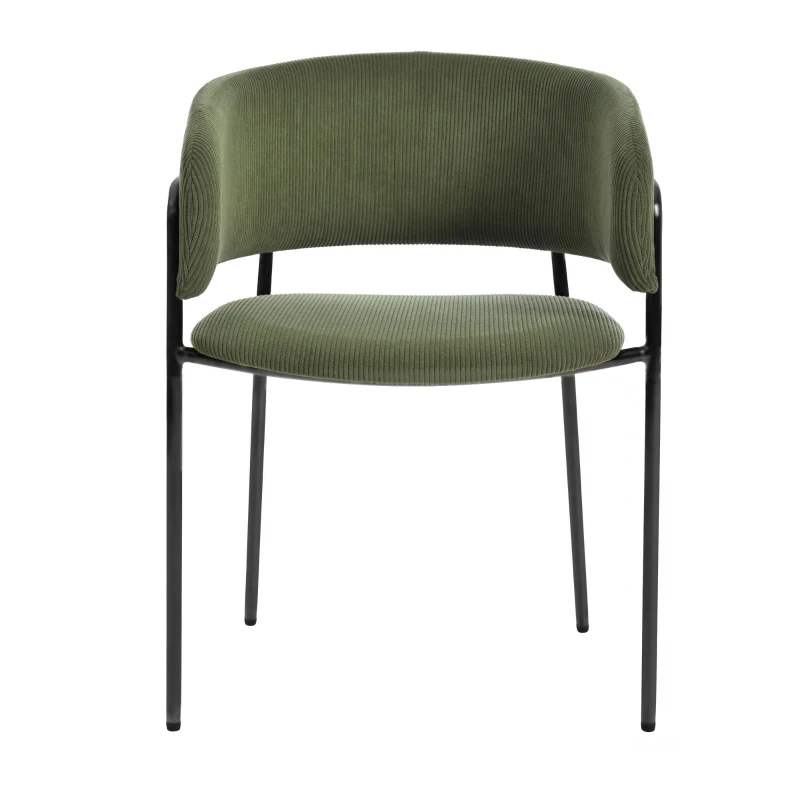 6-Piece Corduroy Side Chair Set with Ergonomic Curved Back, Sleek Lounge Chair Set for Living Room, 30.5" L x 21.5" W x 19.5" H, Green